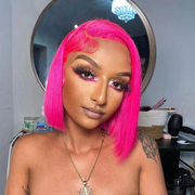 Ghair Pink Lace Front Wigs Human Hair Short Bob Wigs 13x4 Transparent Lace Wigs for Women